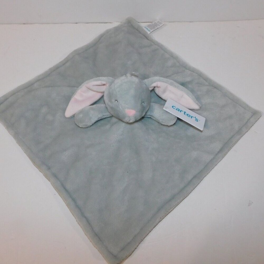 NEW Carters Gray Pink Bunny Rabbit Security Blanket Plush Baby  Lovey Nunu NWT